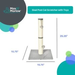 Max & Marlow 25-in Sisal Cat Scratching Post With Toy -Pet Cat Supplies Store 906478 PT2. AC SS1800 V1689014084