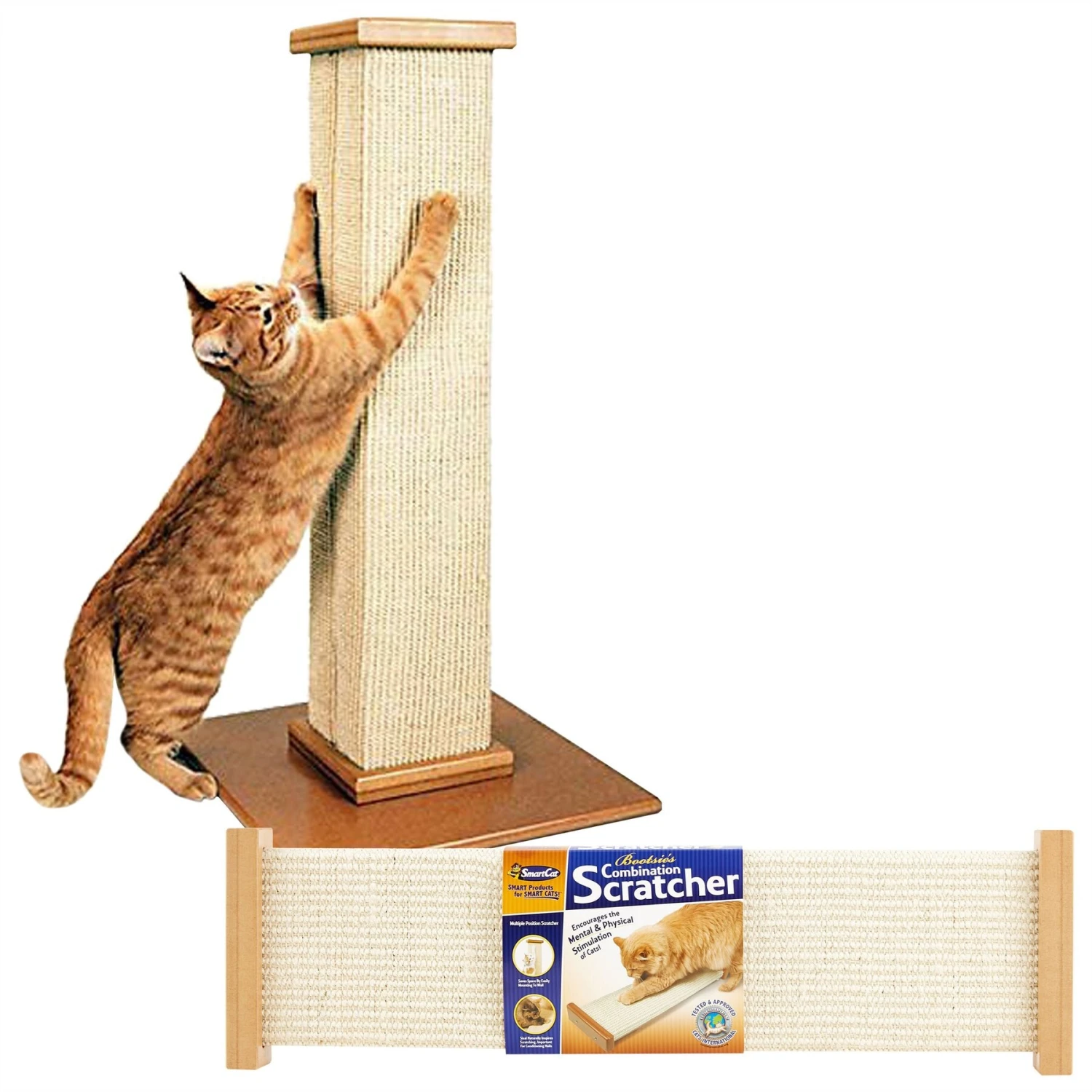 SmartCat The Ultimate 32-in Sisal Cat Scratching Post & SmartCat Bootsie's Combination Scratcher 1 SmartCat The Ultimate 32-in Sisal Cat Scratching Post & SmartCat Bootsie's Combination Scratcher