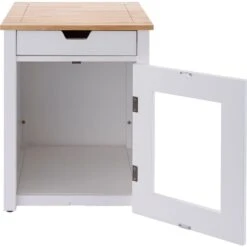 TRINITY 20-in Enclosure End Table With Drawer Cat Litter Box, White, Small -Pet Cat Supplies Store 940742 PT6. AC SS1800 V1692300285