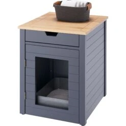 TRINITY 20-in Enclosure End Table With Drawer Cat Litter Box, Dark Grey, Small -Pet Cat Supplies Store 943606 PT2. AC SS1800 V1692300285