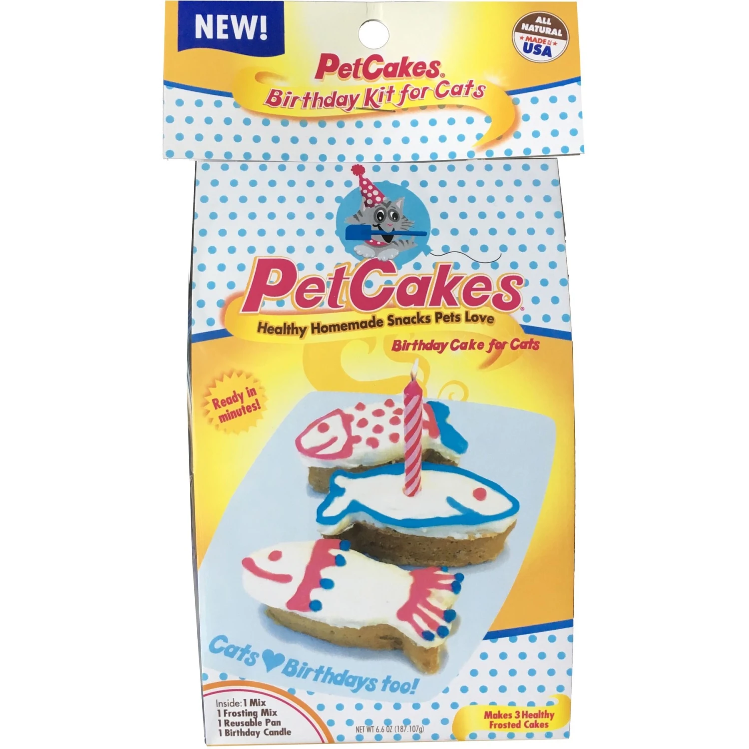 Goody Box Birthday Cat Toys, Treats & Collar & PetCakes Turkey Flavor Microwavable Birthday Cake Mix Kit With Fish Shaped Pan Cat Treats, 5-oz Bag 6 Goody Box Birthday Cat Toys, Treats & Collar & PetCakes Turkey Flavor Microwavable Birthday Cake Mix Kit With Fish Shaped Pan Cat Treats, 5-oz Bag - Image 6