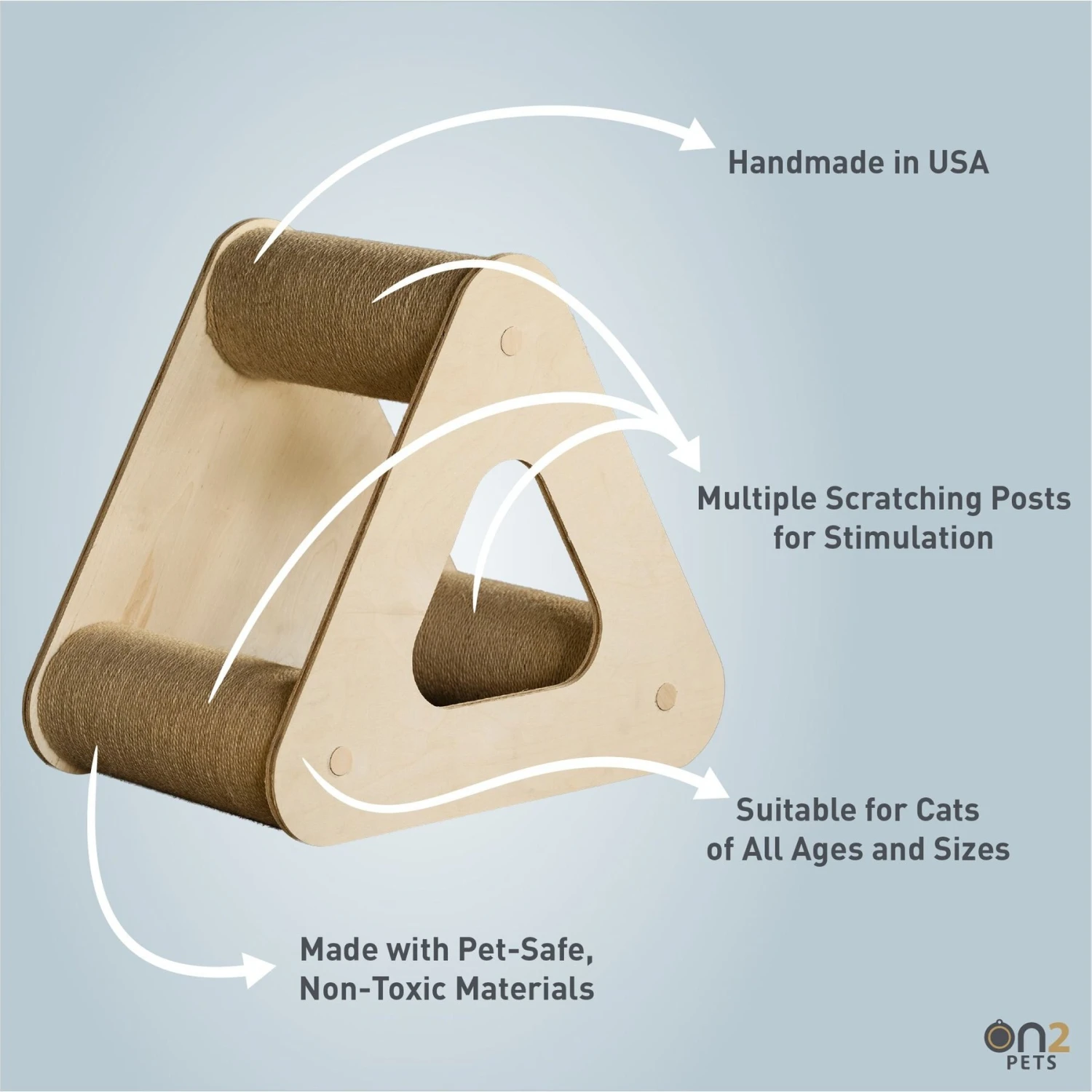 On2Pets Activity Pyramid Three Post Sisal Cat Scratcher, Beige 5 On2Pets Activity Pyramid Three Post Sisal Cat Scratcher, Beige - Image 5