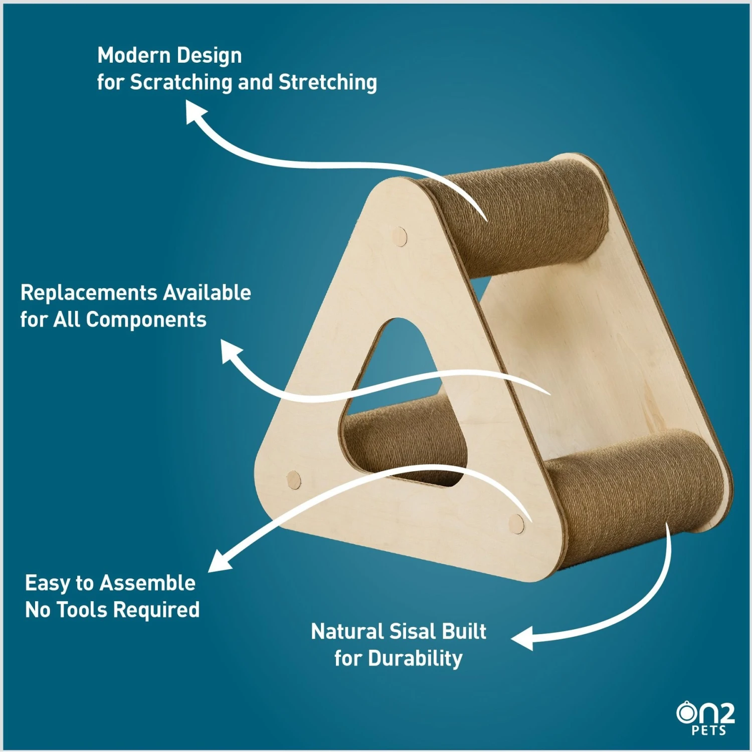 On2Pets Activity Pyramid Three Post Sisal Cat Scratcher, Beige 6 On2Pets Activity Pyramid Three Post Sisal Cat Scratcher, Beige - Image 6