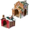Frisco Holiday Log Cabin Cardboard Cat House & Frisco Holiday Santa's Workshop Cardboard Cat House