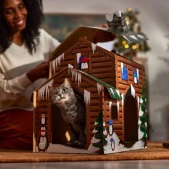 Frisco Holiday Log Cabin Cardboard Cat House & Frisco Holiday Santa's Workshop Cardboard Cat House -Pet Cat Supplies Store 986198 PT4. AC SS1800 V1698258175