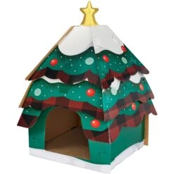 Frisco Holiday Log Cabin Cardboard Cat House & Frisco Holiday Christmas Tree Cardboard Cat House -Pet Cat Supplies Store 986238 PT5. AC SS1800 V1698257734